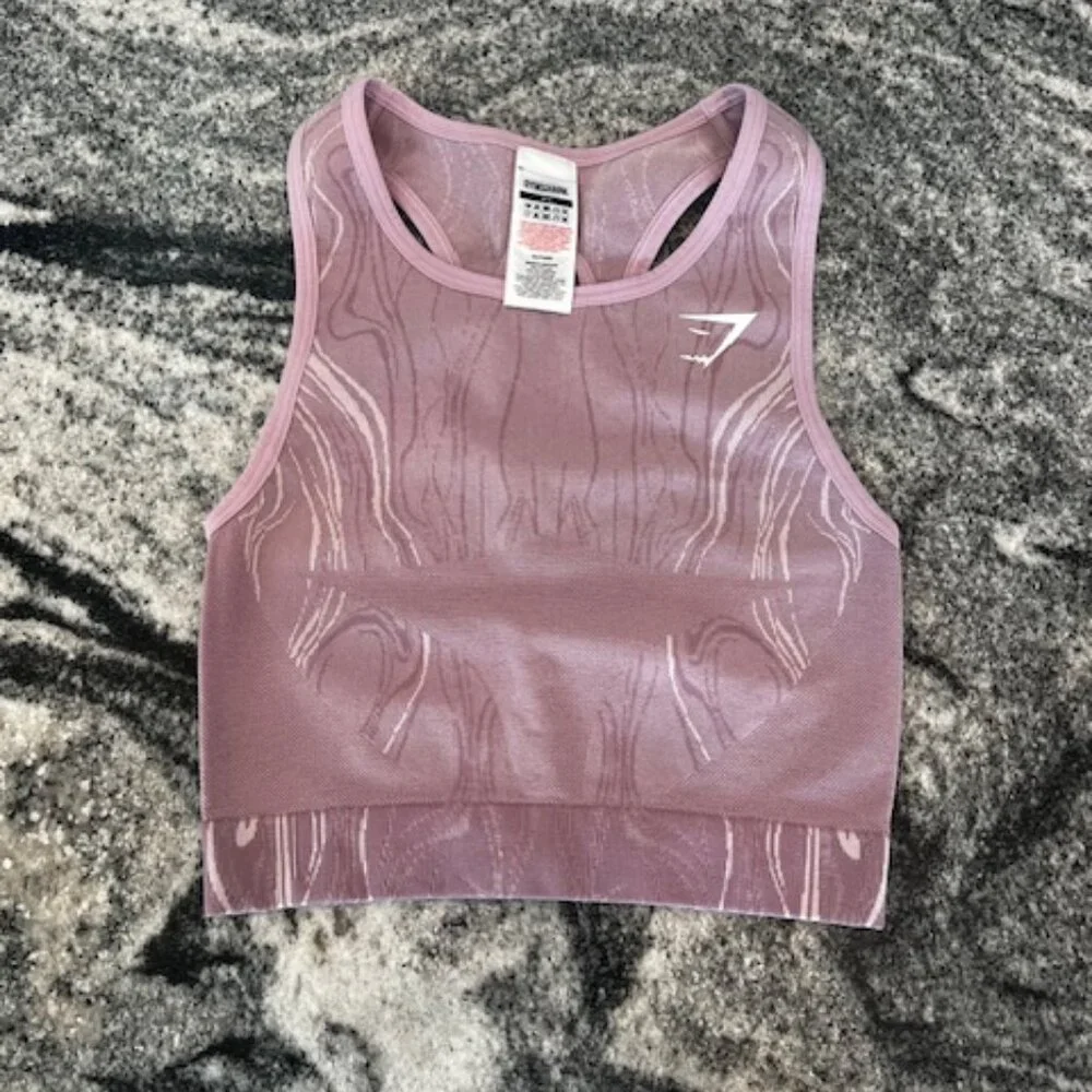 GYMSHARK Mercury Seamless Crop Tank sports bra‎ in lavender racerback size XS